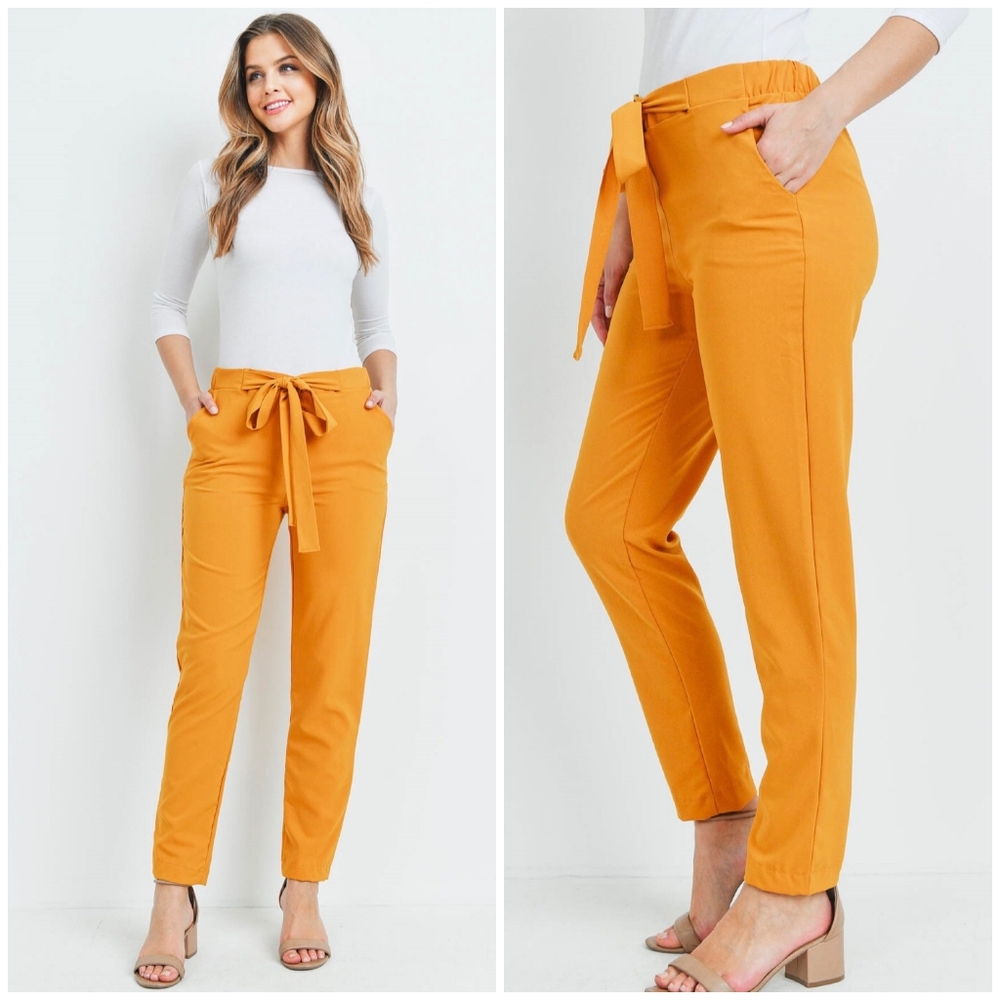 LAST ONE❗Potter's Pot Chic Mustard Paperbag Pants - Picture 1 of 6